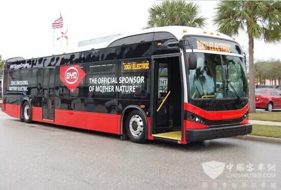 比亚迪纯电动客车开进美国佛罗里达州