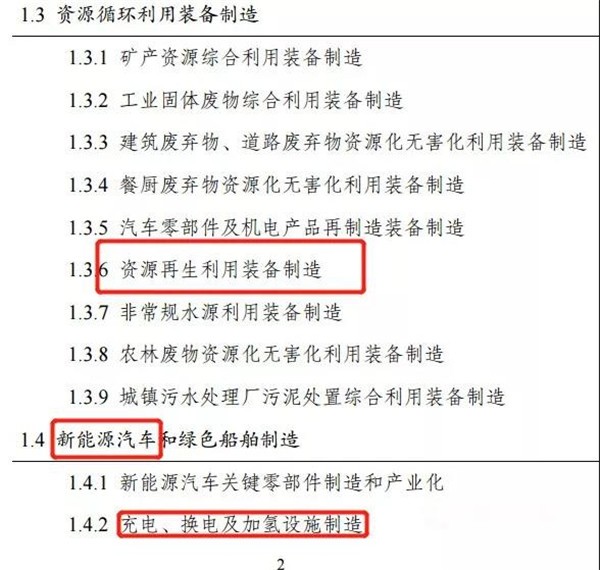 新能源汽车和动力电池回收进入《绿色产业指导目录(2019年版)》