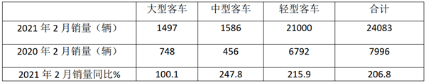 2021年2月及1-2月大中轻客车销量特点剖析