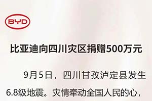 愿四川平安 比亚迪向四川灾区捐赠500万元！