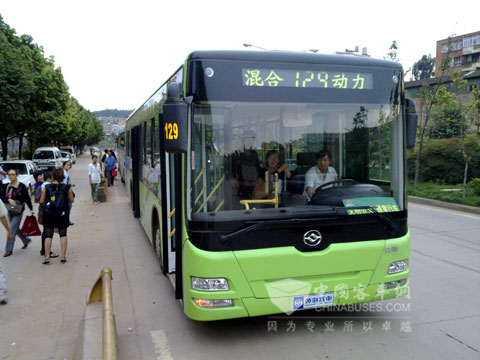 黄海混合动力客车DD6129HES11在昆明成功示范运行