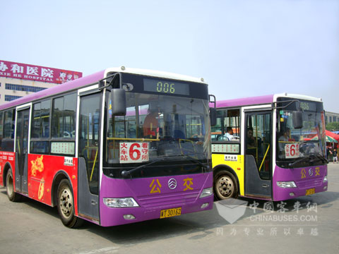 已经在衡水运营的金旅公交车