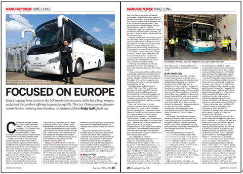 英国客车行业主流媒体《ROUTE ONE》报道截图