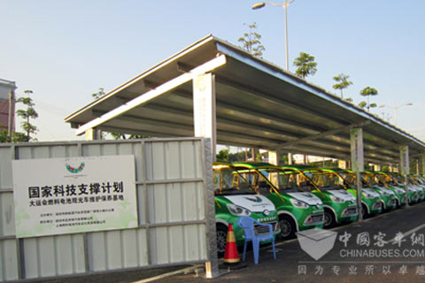 位于大运村西南角的氢燃料电池观光车维护保养基地剪影