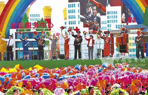 建国60周年阅兵仪式上由上饶客车厂生产的江西彩车