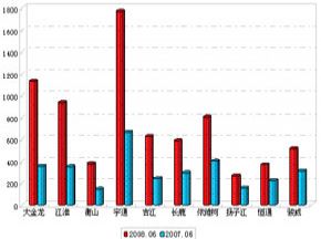 2008年前6月小型客车销售增长TOP10